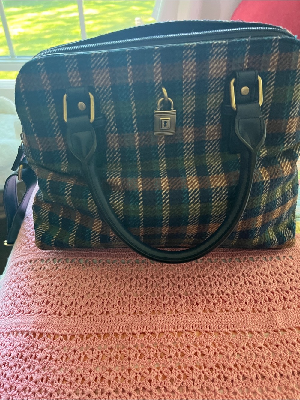 Source Unknown Plaid Satchel in Brown and Black